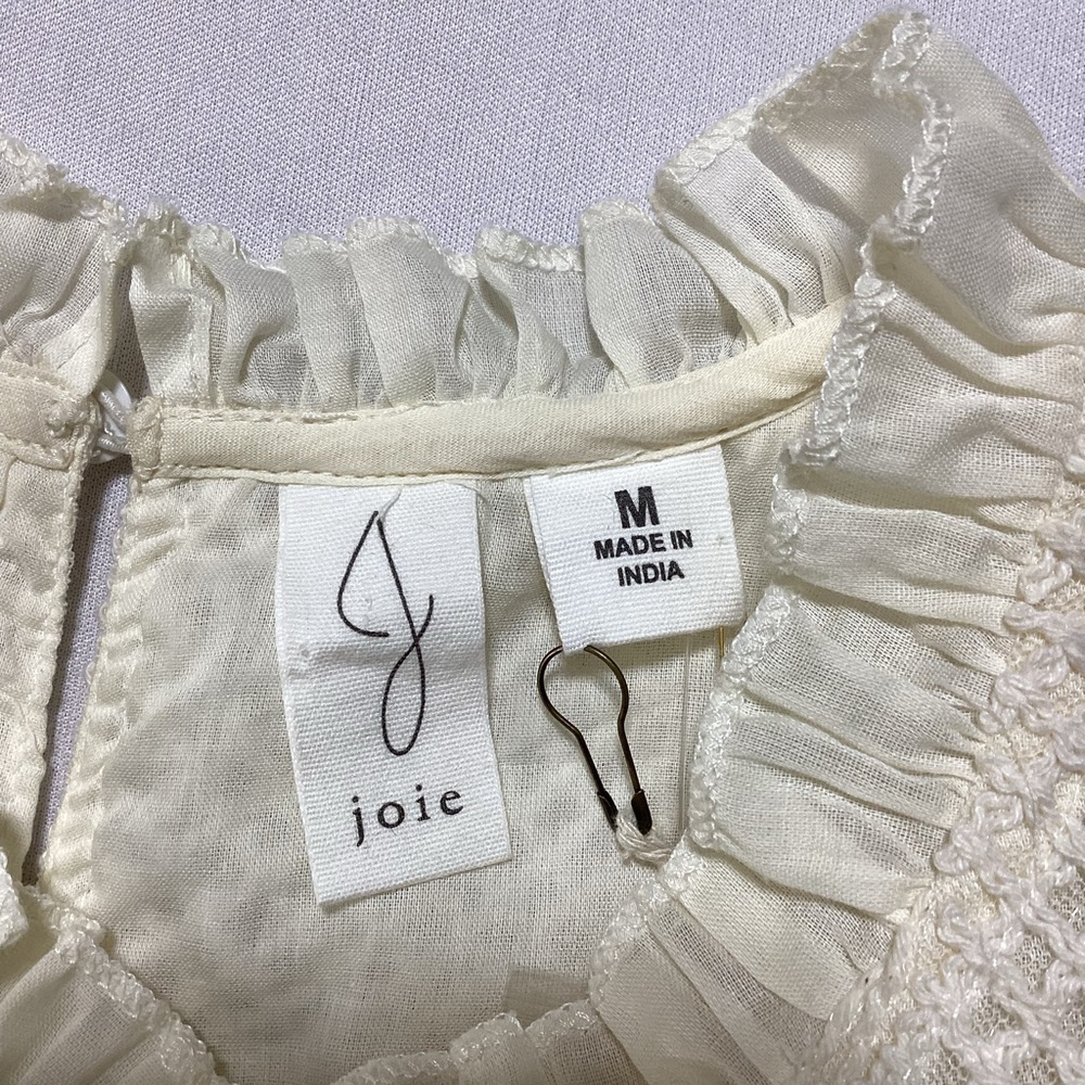 Joie Embroidered Cream Ruffle Boho Top - Picture 6 of 12